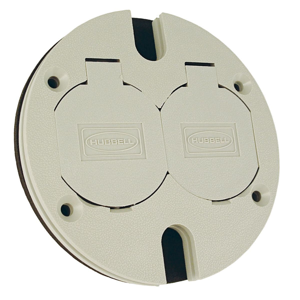 Product image for RACO 6245 NM ROUND DUPLEX CVR W FLI