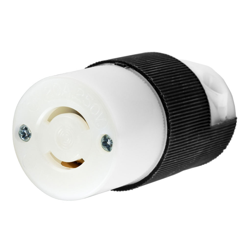 Product image for Hubbell HBL7101C 20 Amp 250 Volt 2-Pole 4-Wire NEMA L2-20R Black and White Locking Connector Body