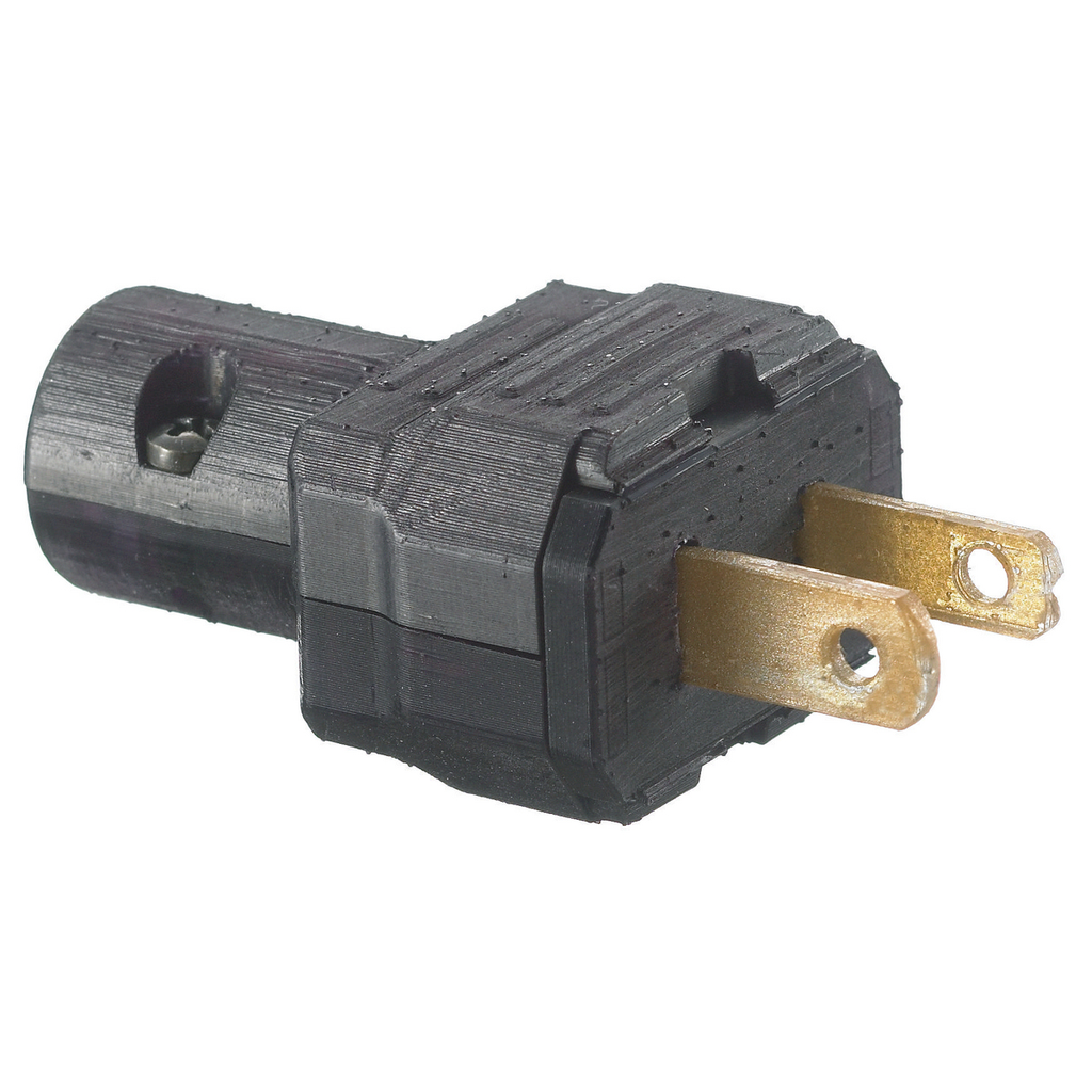 Product image for Hubbell RP101BK Plug, 15A 125V, 2W, POLAR, LIGHT DUTY, BK