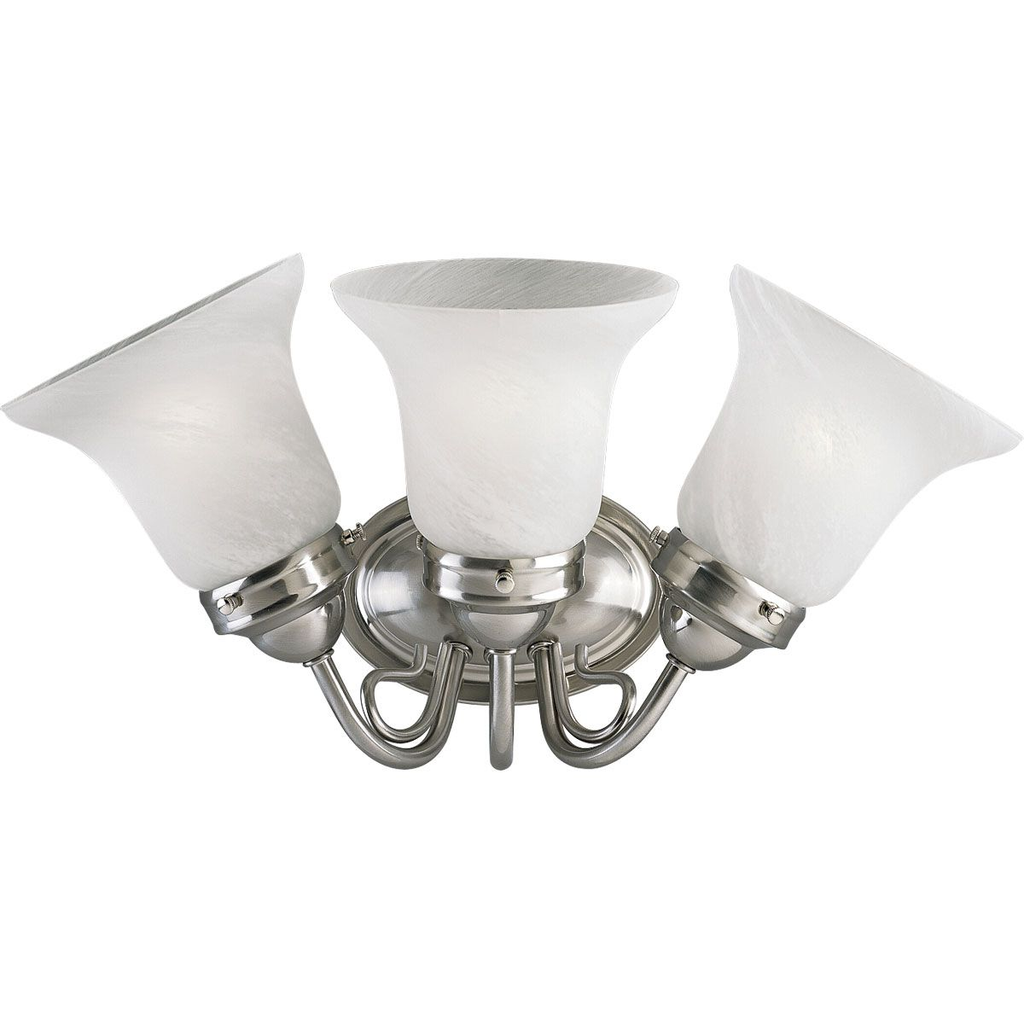 Product image for Progress P3369-09 Bedford Collection Three-Light Brushed Nickel Etched Alabaster Glass Traditional Bath Vanity Light