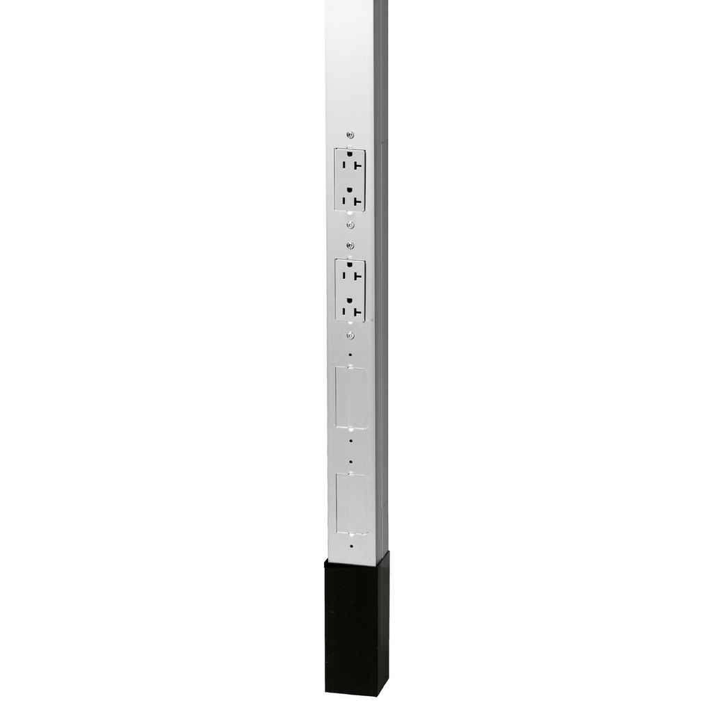 Product image for Hubbell HBLPP15W Aluminum Service Pole, 15' 2" Height, 2) Decorator Duplex Receptacles, White