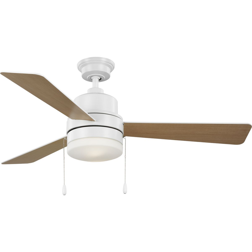Product image for Progress P250076-028-WB 52" Trevina V 3-Blade Indoor Ceiling Fan w/ LED Light Kit, White Opal Shade, Satin White