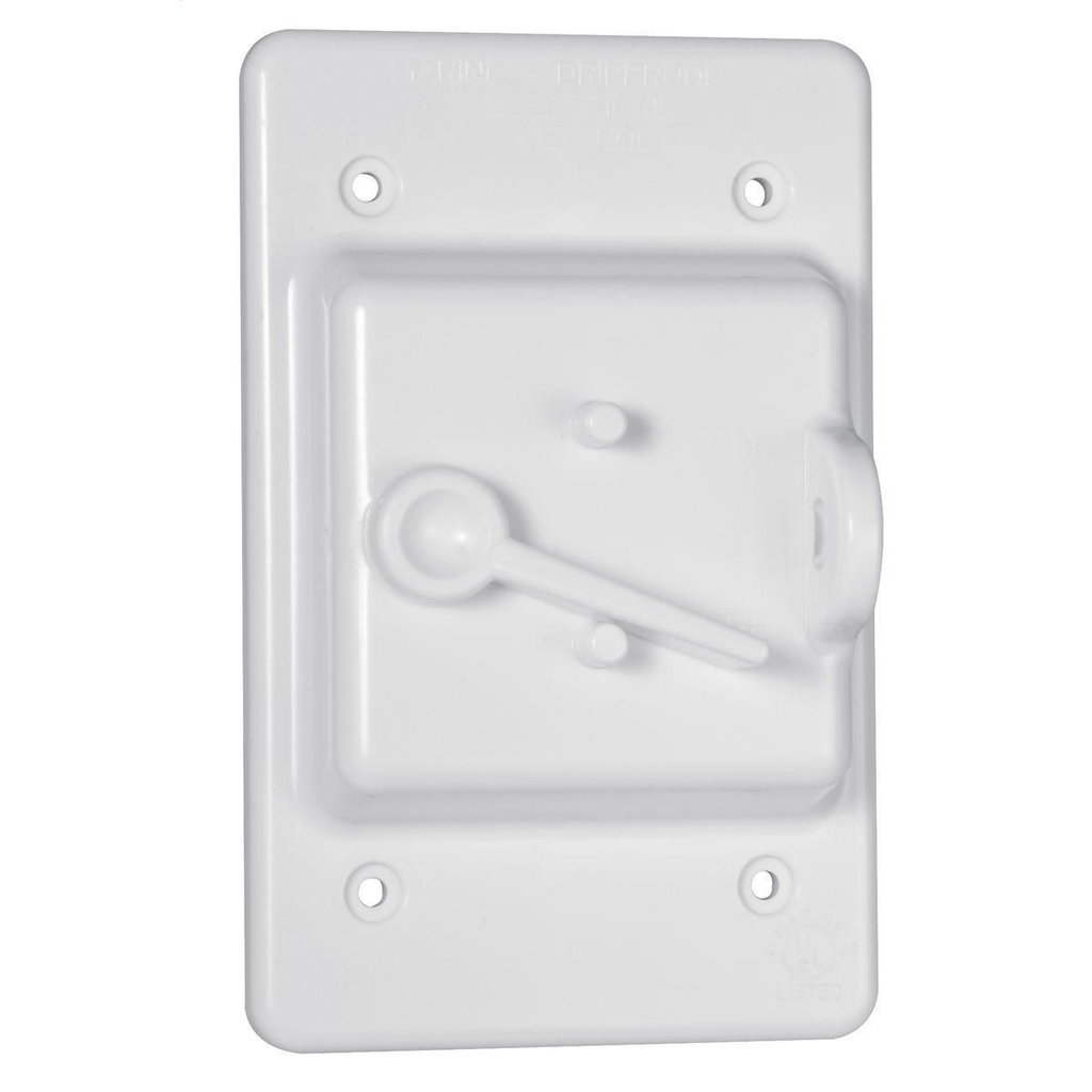 Product image for Bell PTC100WH 1-Gang Weatherproof Cover, Plastic, Toggle, White