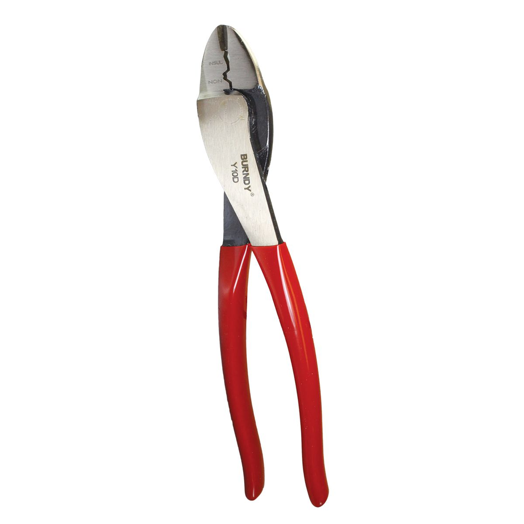 Product image for Burndy Y10D Plier-style Crimper/Cutter for #22-10 AWG Bare and Nylon Connectors; Cuts CU/AL