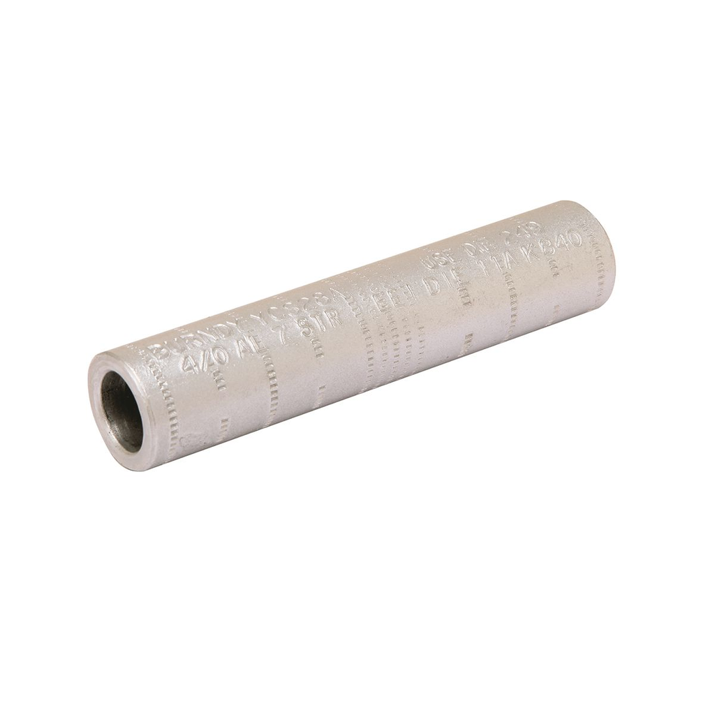 Product image for Burndy YCS391A Aluminum sleeve designed to withstand jumper loop tensile and vibration stresses Made of aluminum with staked cable stop ANSI C1194 CLASS 1A(PARTIAL TENSION),Die Index: 342
