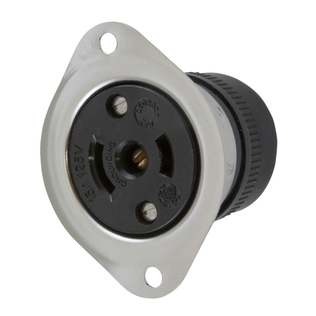 Product image for Hubbell HBL7598 15 Amp 125 VAC 2-Pole 3-Wire NEMA ML-2R Stainless Steel Flanged Receptacle