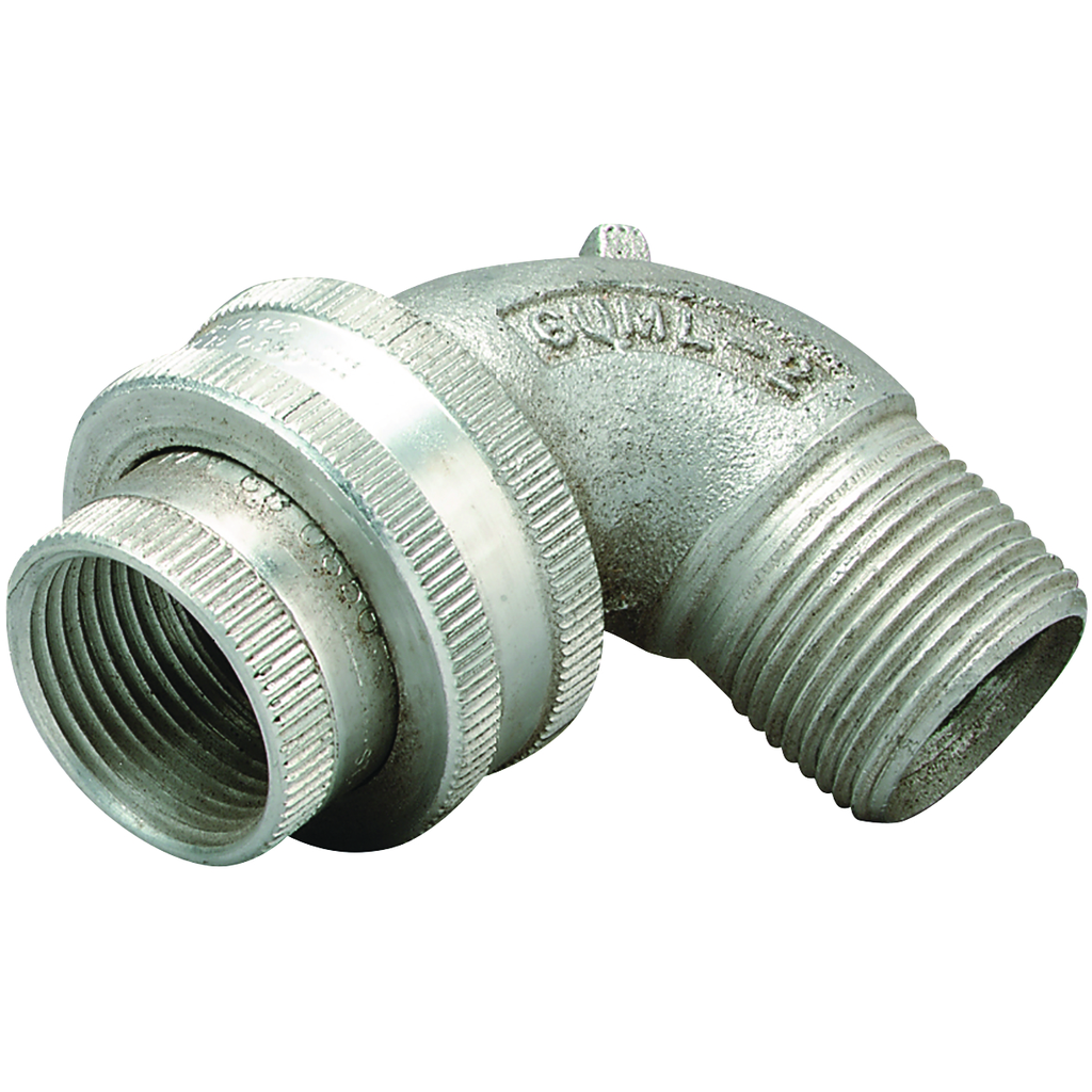 Product image for Killark GUML-1-1/2" 90° Angle Union, Aluminum, Male to Female