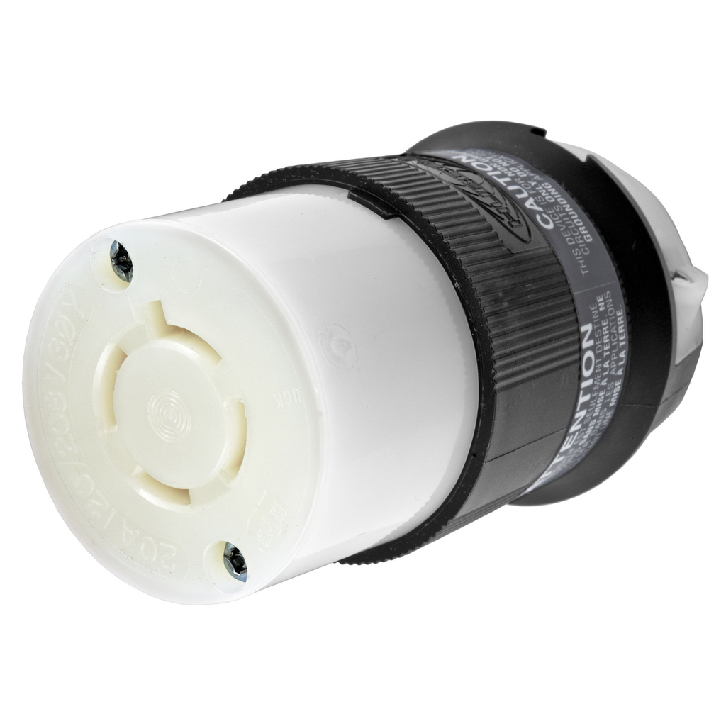 Product image for Hubbell HBL2443 20 Amp 120/208 Volt 4-Pole 4-Wire NEMA L18-20R Black and White Locking Connector Body