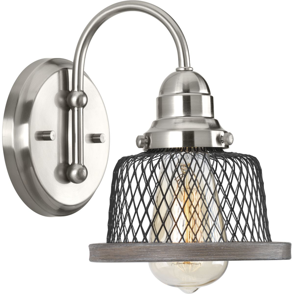 Progress P300042-009 Tilley Collection One-Light Brushed Nickel Coastal Bath Vanity Light Product image for Progress P300042-009 Tilley Collection One-Light Brushed Nickel Coastal Bath Vanity Light