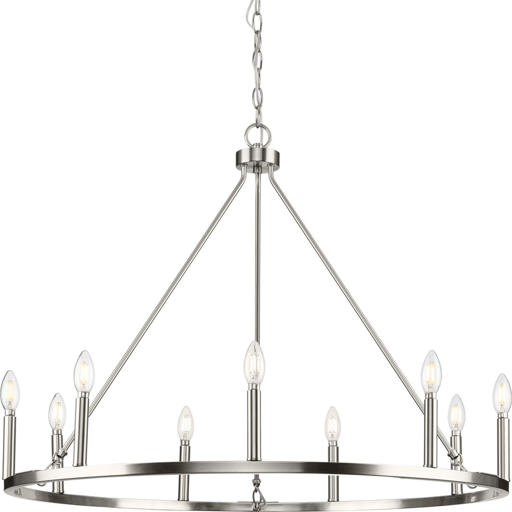 Product image for Progress P400314-009 Gilliam Collection Nine-Light Brushed Nickel New Traditional Chandelier