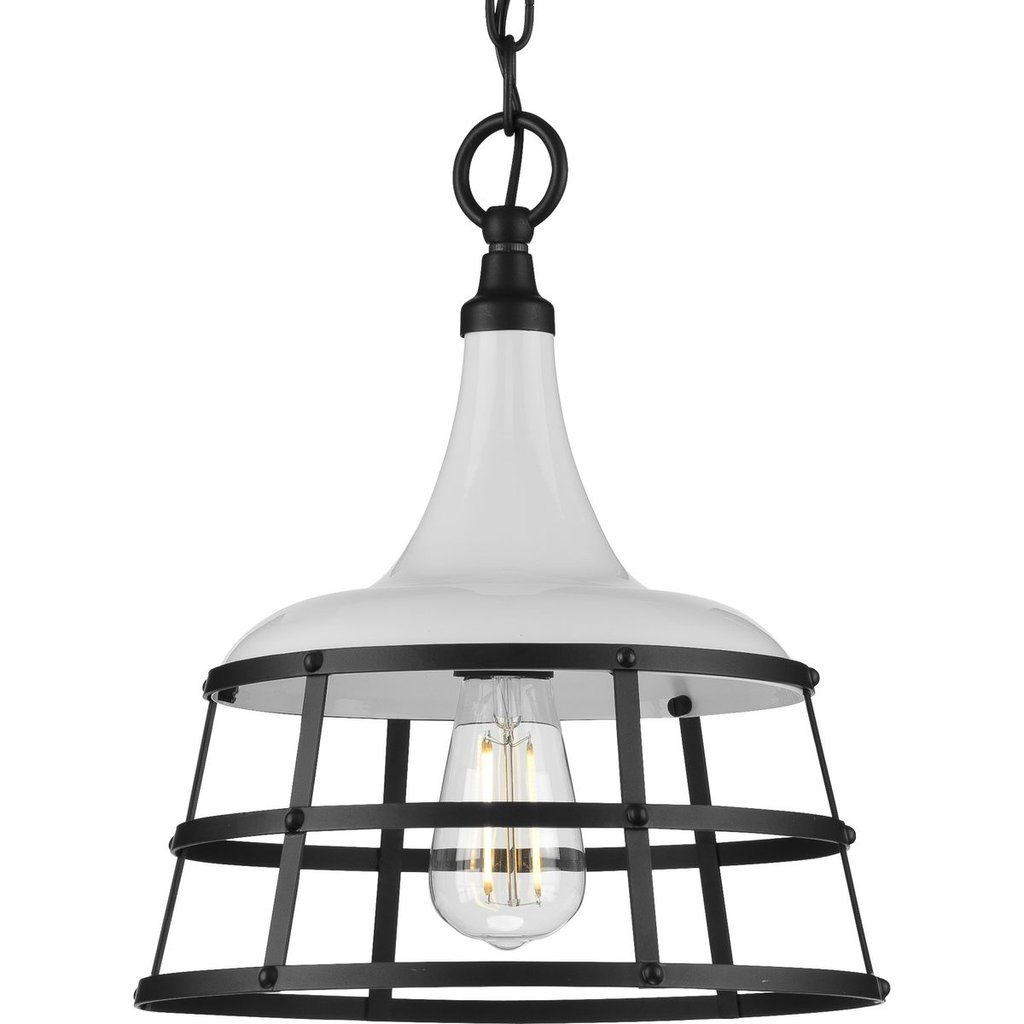 Product image for Progress P500236-030 Bastille Collection One-Light White Coastal Pendant Light