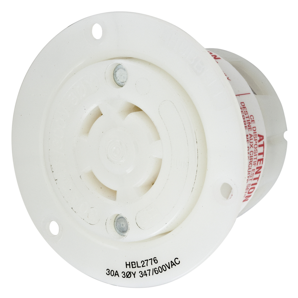 Product image for Hubbell HBL2776 Locking Flanged-Receptacle, 30A 3PH 347/600V, L20-30R