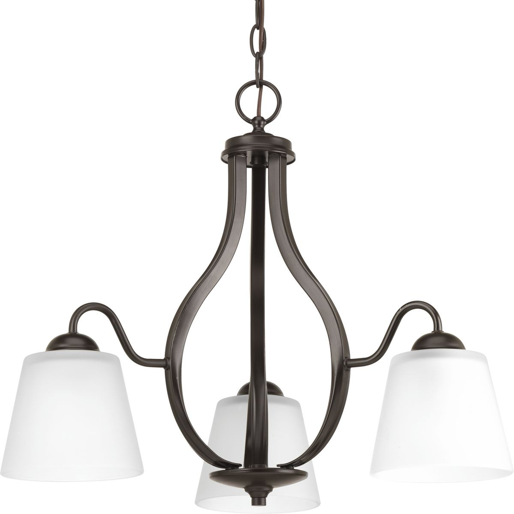 Product image for Progress P4745-20 Arden Collection Three-Light Antique Bronze Etched Glass Farmhouse Chandelier Light