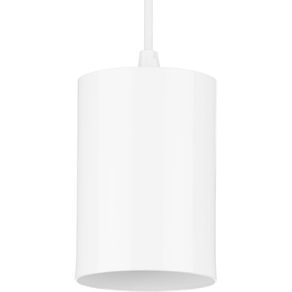 Product image for Progress P500355-030 5" White Outdoor Aluminum Cylinder Cord-Mount Hanging Light