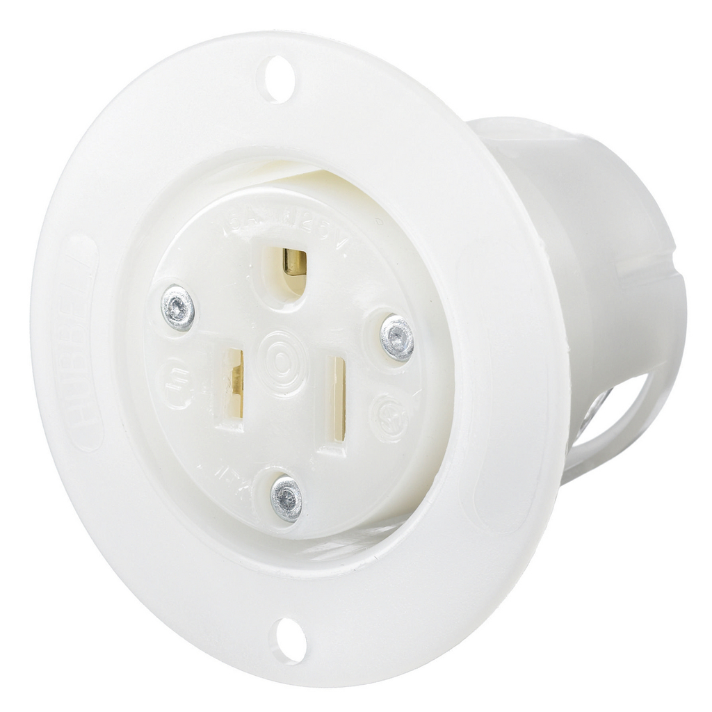 Product image for Hubbell HBL5279-C 15A 125V INSULGRIP White Nylon Flanged Receptacle