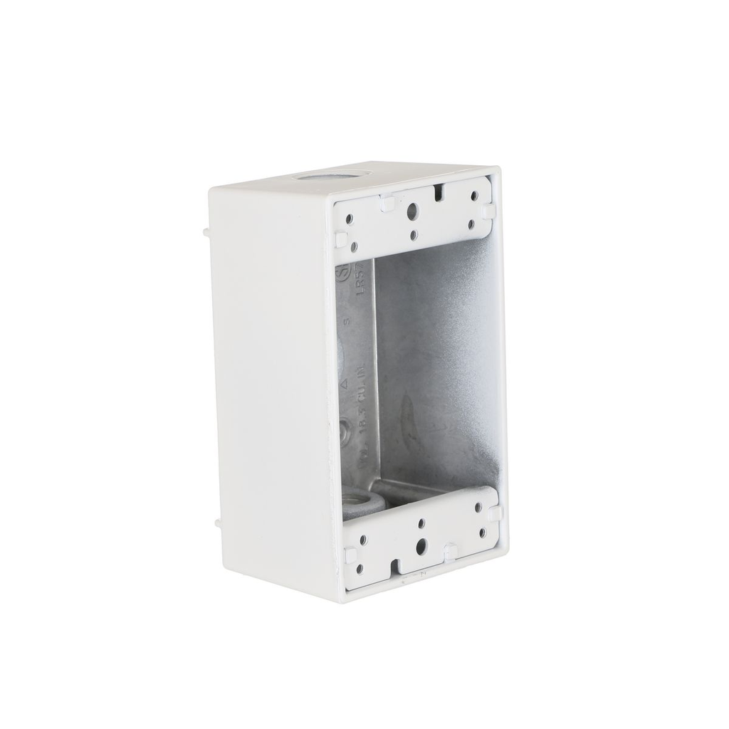 Mayer-DDS-1-Gang Weatherproof Box, Three 1/2 in. Threaded Outlets, White-1