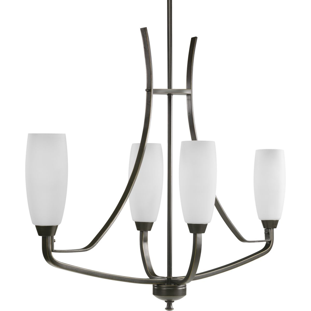 Product image for Progress P4435-20 Wisten Collection Four-Light Antique Bronze Etched Glass Modern Chandelier Light