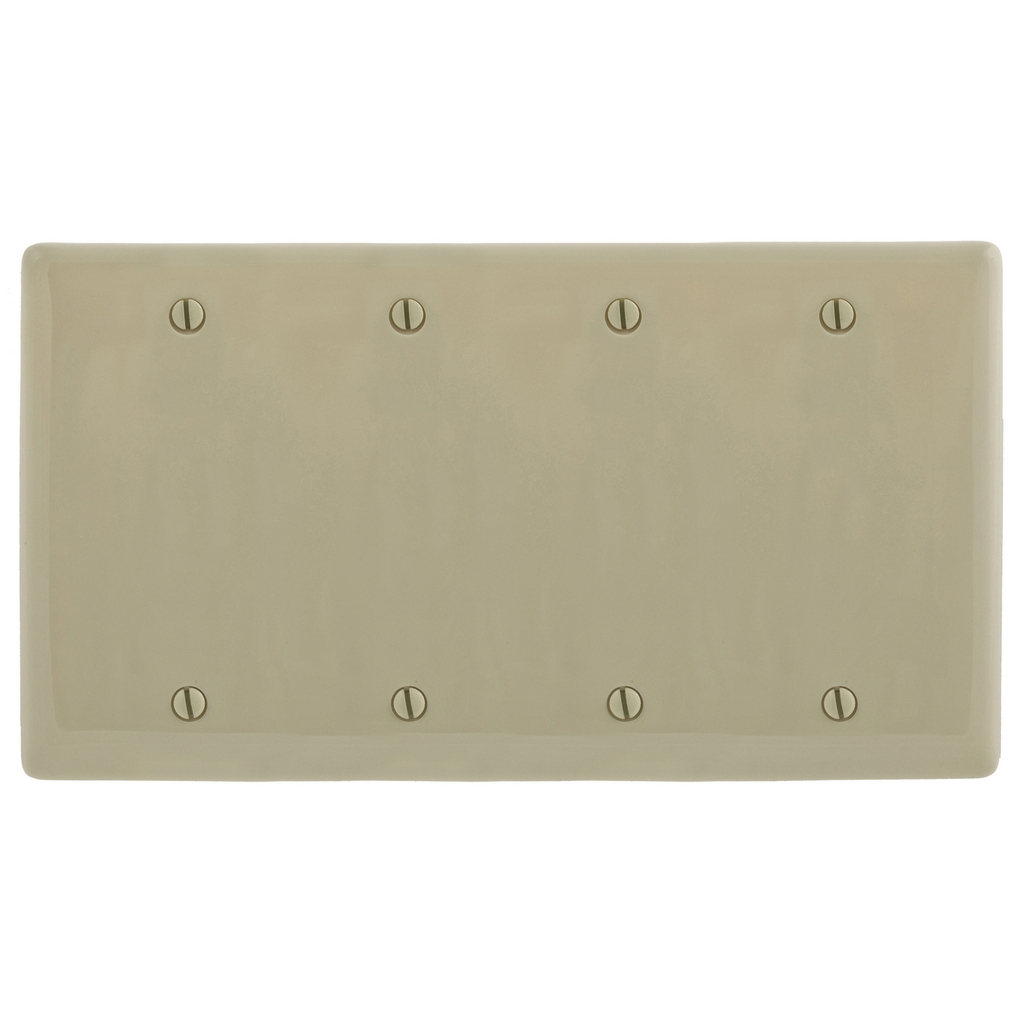 Product image for Hubbell NP43I 4-Gang Ivory Nylon Standard 4-Blank Box Mount Wallplate
