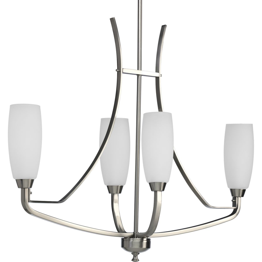 Product image for Progress P4435-09 Wisten Collection Four-Light Brushed Nickel Etched Glass Modern Chandelier Light
