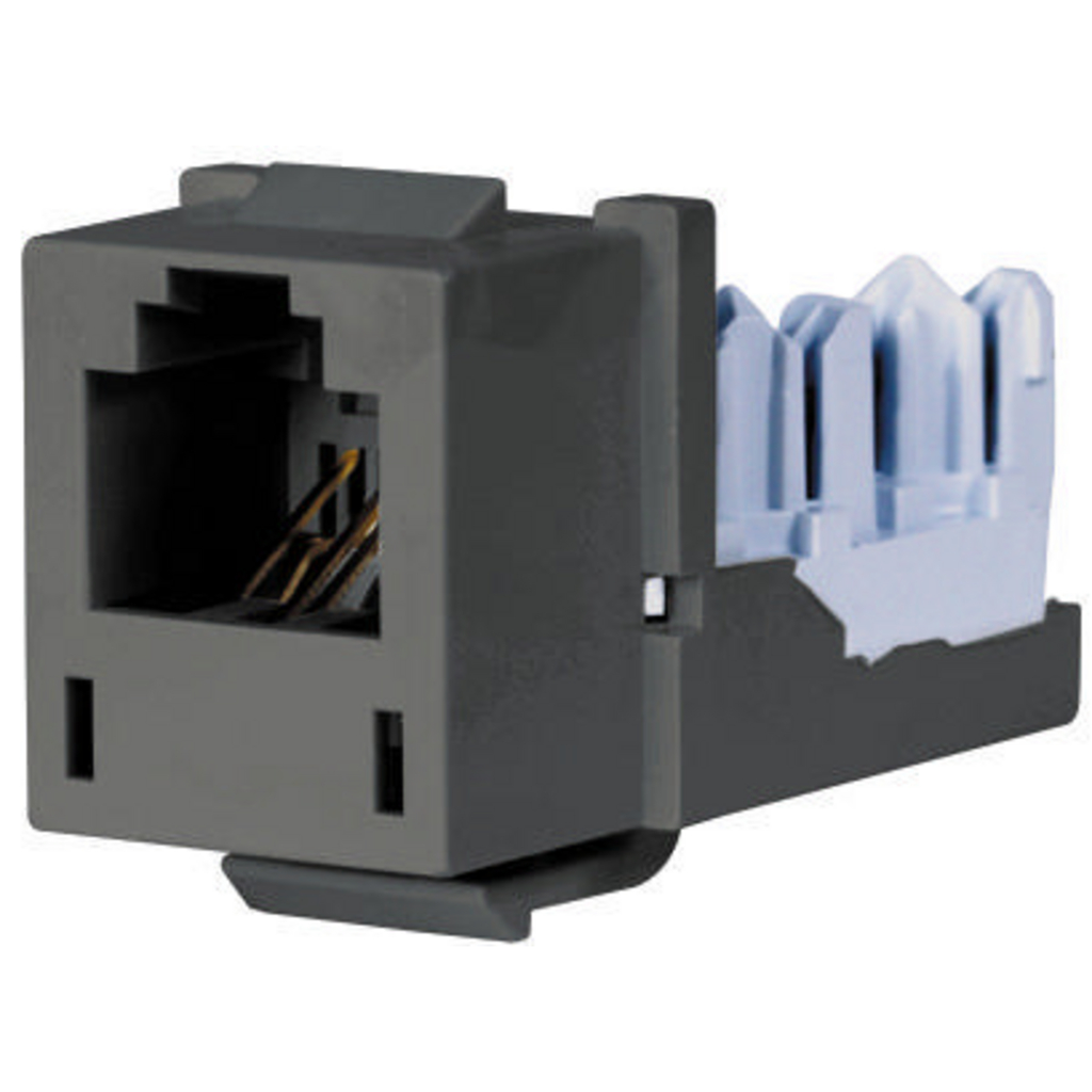 Product image for Hubbell Wiring Devices HXJUGY 6-Position Gray USOC Modular Keystone Jack