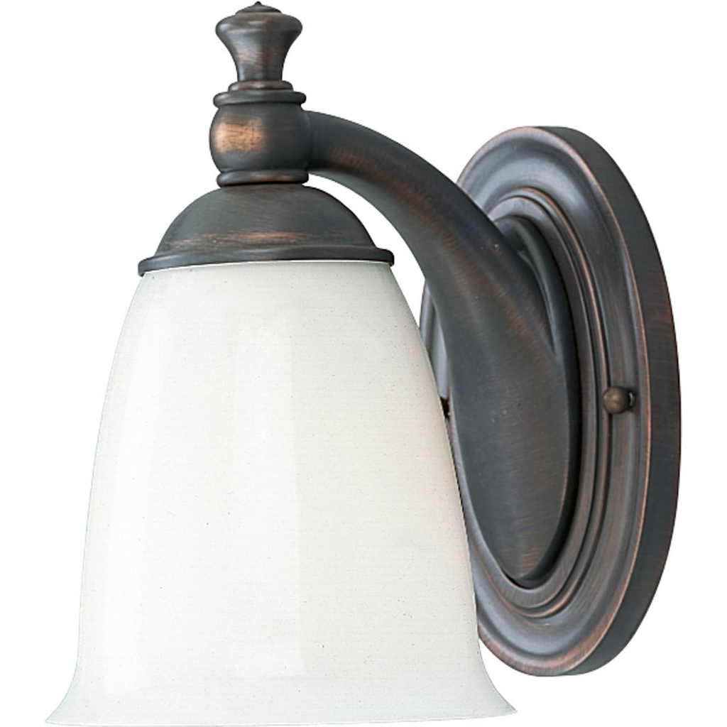 Product image for Progress P3027-74 Victorian Collection One-Light Venetian Bronze White Opal Glass Farmhouse Bath Vanity Light