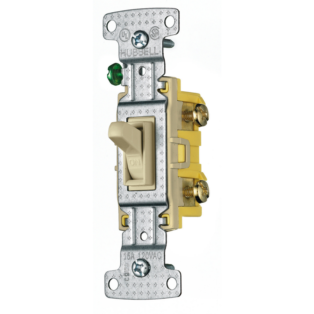 Product image for Hubbell RS115ILI 15 Amp 120 VAC 1-Pole Ivory Toggle Switch