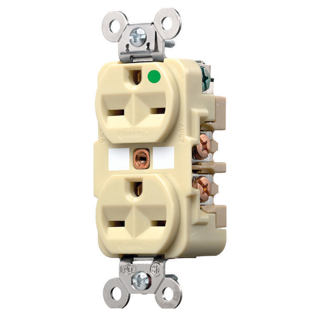 Product image for Hubbell HBL8600I 15 Amp 250 Volt 2-Pole 3-Wire NEMA 6-15R Ivory Straight Blade Duplex Receptacle