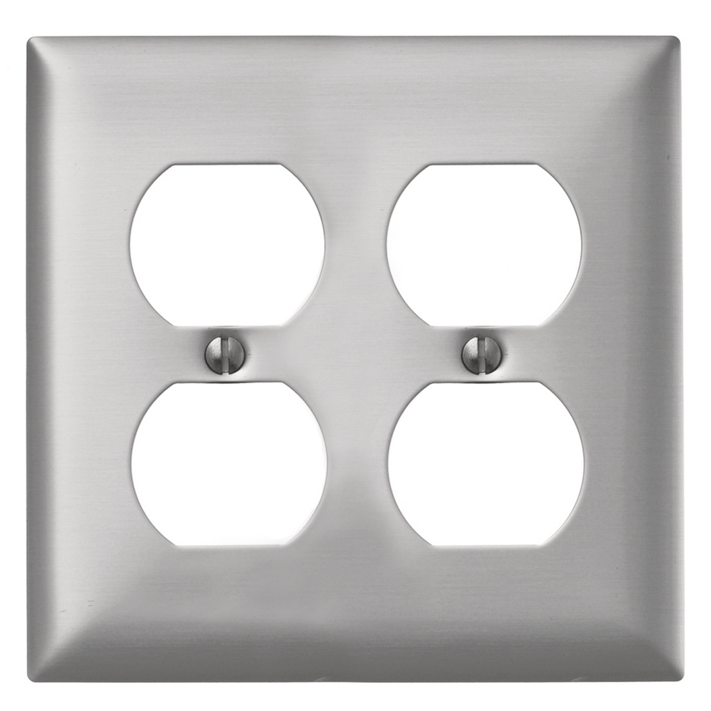 Product image for Hubbell SA82 WALLPLATE 2-G, 2 DUP OPENING, ALUM