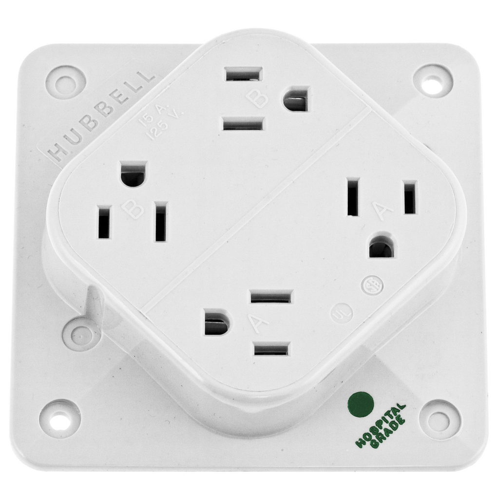 Product image for Hubbell Wiring Devices HBL415HW 15 Amp 125 Volt 2-Pole 3-Wire NEMA 5-15R White Straight Blade Receptacle