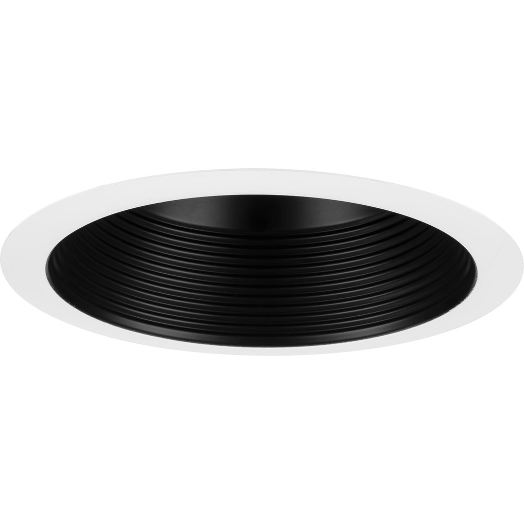 Product image for Progress P806006-031 6" Black Recessed Step Baffle Trim for 6" Shallow Housing (P806S Series)