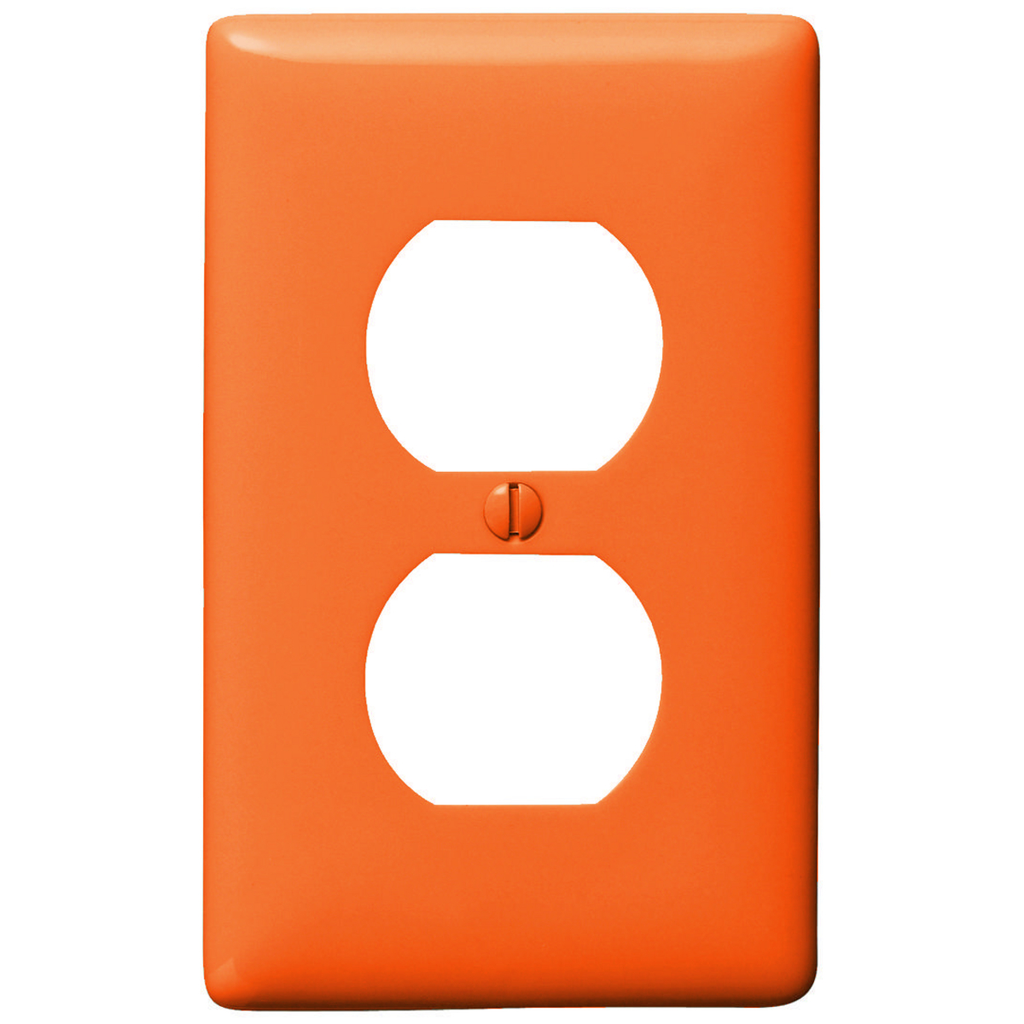 Product image for Hubbell NP8OR 1-Gang Orange Nylon Standard 1-Duplex Receptacle Wallplate