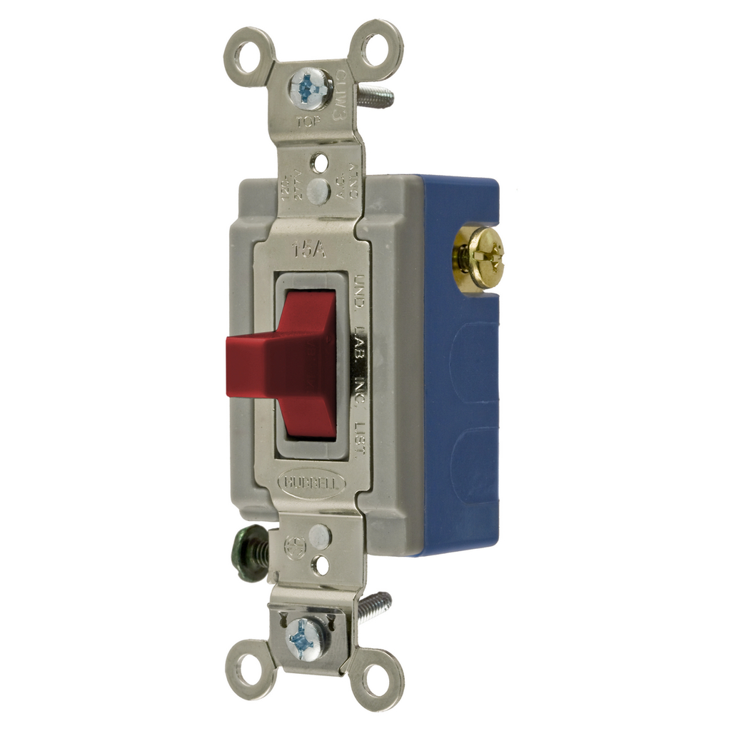 Product image for Hubbell HBL1556R 15 Amp 120/277 VAC SPDT Red Toggle Switch