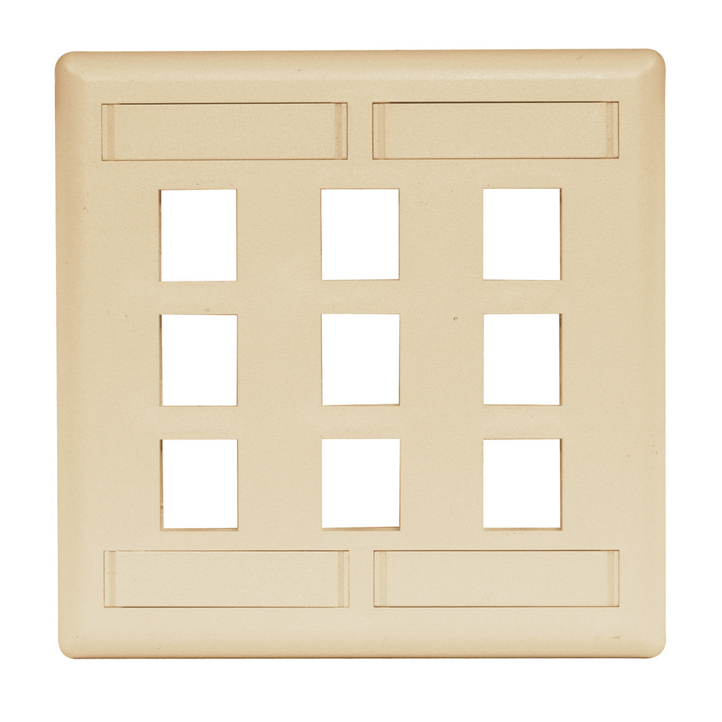 Product image for Hubbell Wiring Devices IFP29EI 2-Gang Ivory 9-Port Data Communication Face Plate