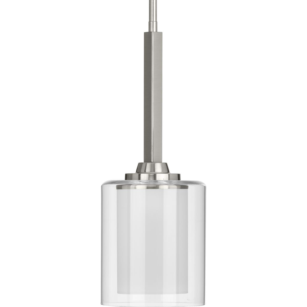 Product image for Progress P500103-009 Kene Collection One-Light Brushed Nickel Clear Glass Craftsman Pendant Light