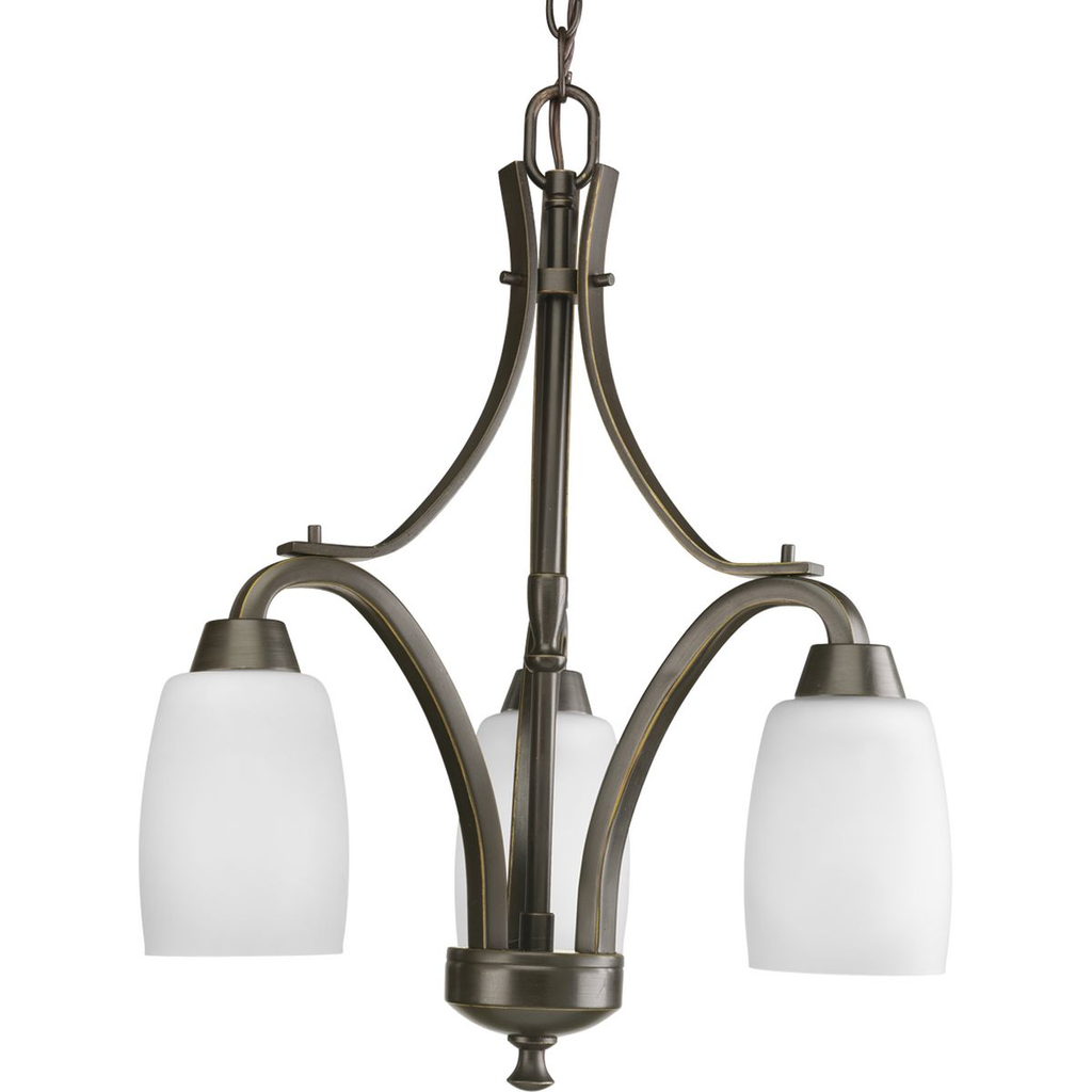 Product image for Progress P4434-20 Wisten Collection Three-Light Antique Bronze Etched Glass Modern Chandelier Light