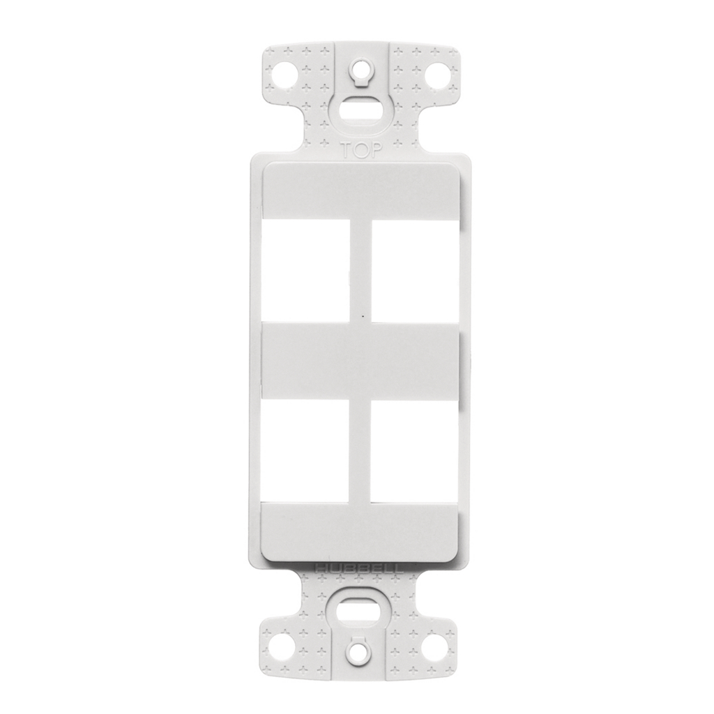 Product image for Hubbell NS614W 1-Gang White Thermoplastic 4-Port Box Mount Data Communication Face Plate