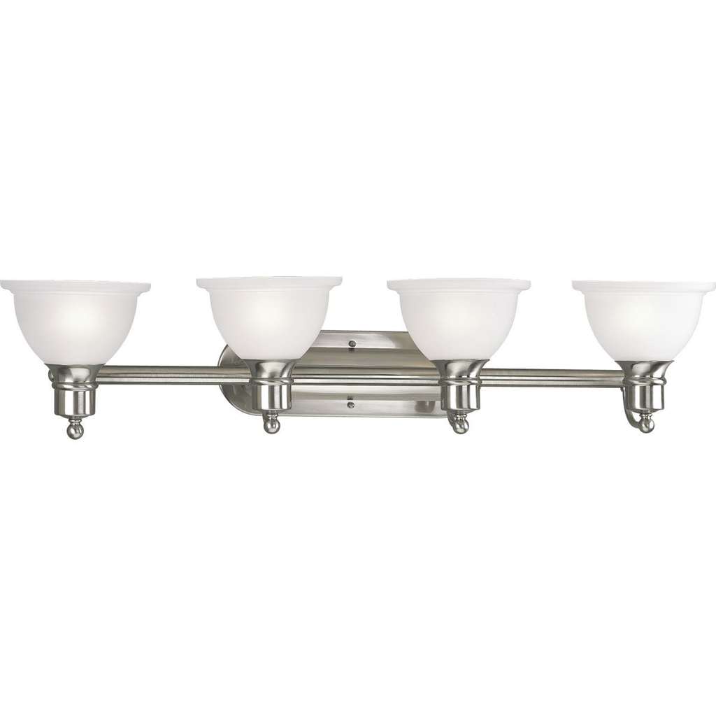 Product image for Progress P3164-09 Madison Collection Four-Light Brushed Nickel Etched Glass Traditional Bath Vanity Light