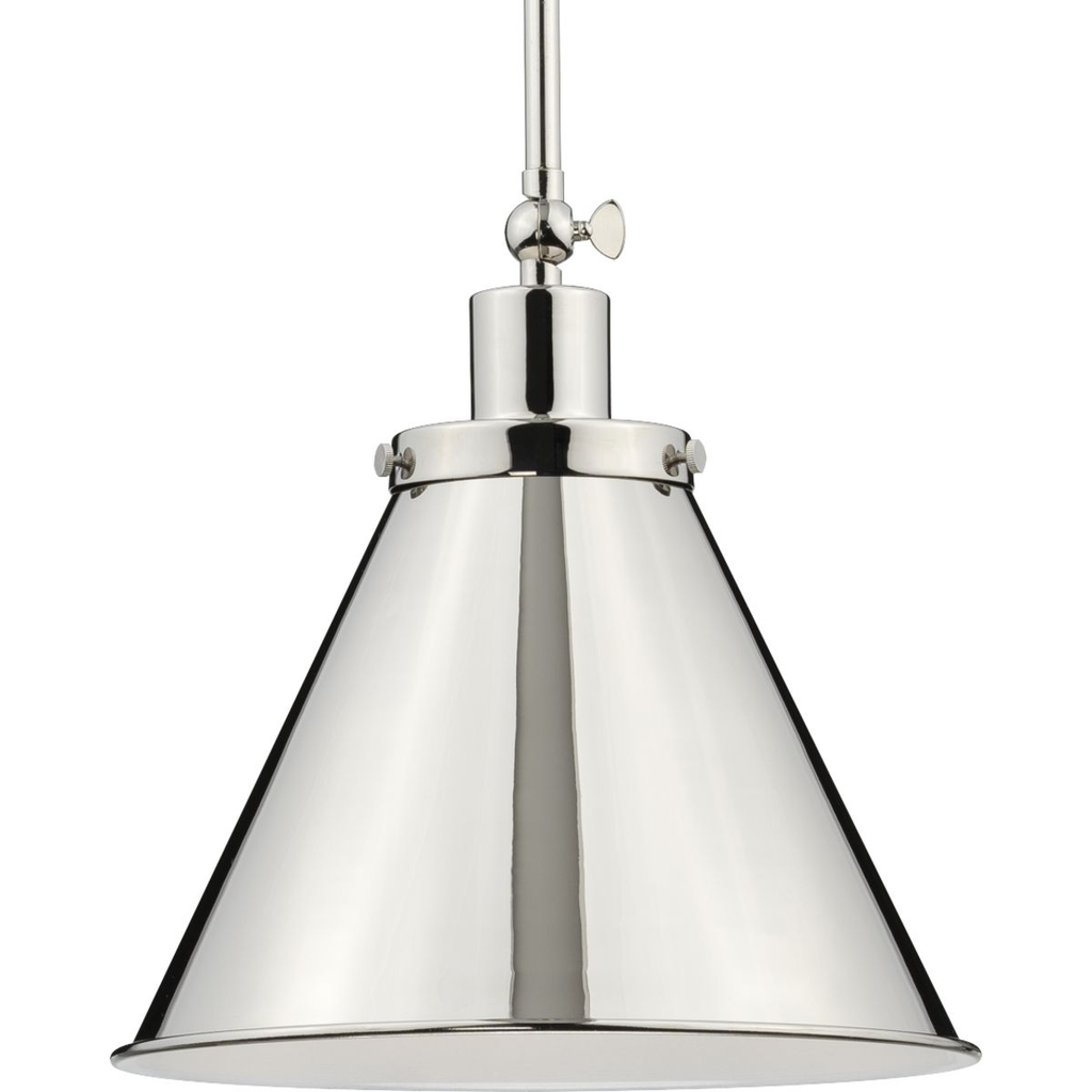 Product image for Progress P500325-104 Hinton Collection One-Light Polished Nickel Vintage Style Hanging Pendant Light