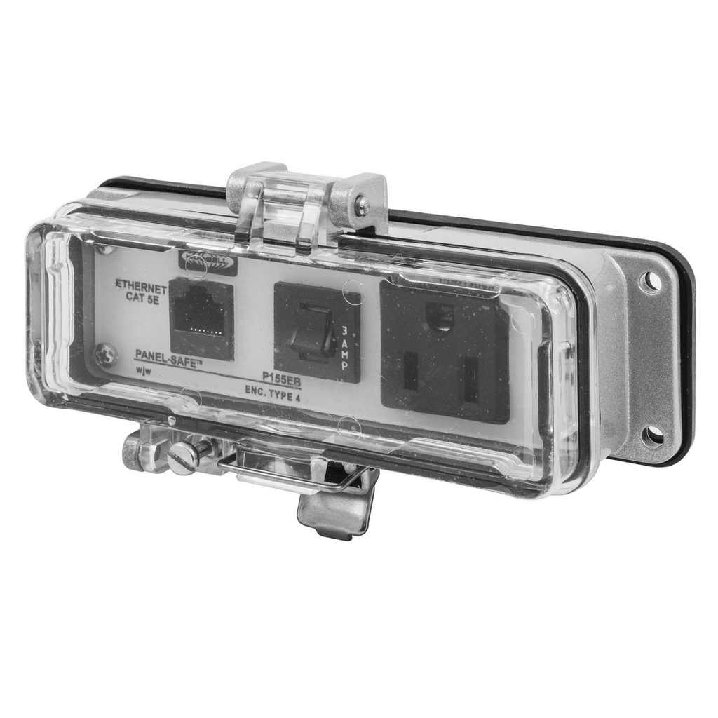 Product image for Hubbell P155EB IE, NEMA 12/4, CAT5E, 15A 125V, 3A CIRC BRK