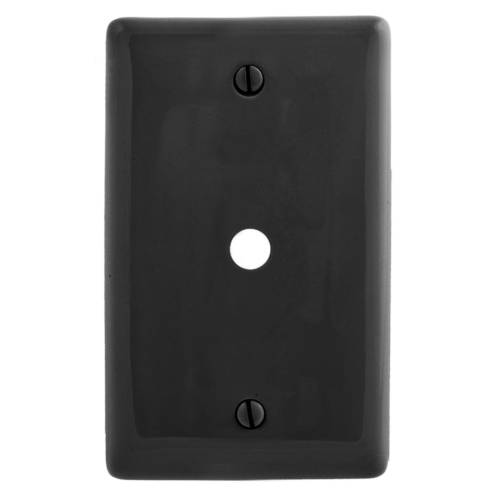 Product image for Hubbell Wiring Devices NP11BK 1-Gang Black Nylon Standard 1-Telephone Box Mount Wallplate