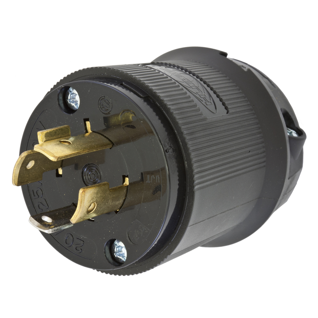 Hubbell HBL2411BK 20 Amp 125/250 Volt 3-Pole 4-Wire NEMA L14-20P Black Locking Plug Product image for Hubbell HBL2411BK 20 Amp 125/250 Volt 3-Pole 4-Wire NEMA L14-20P Black Locking Plug