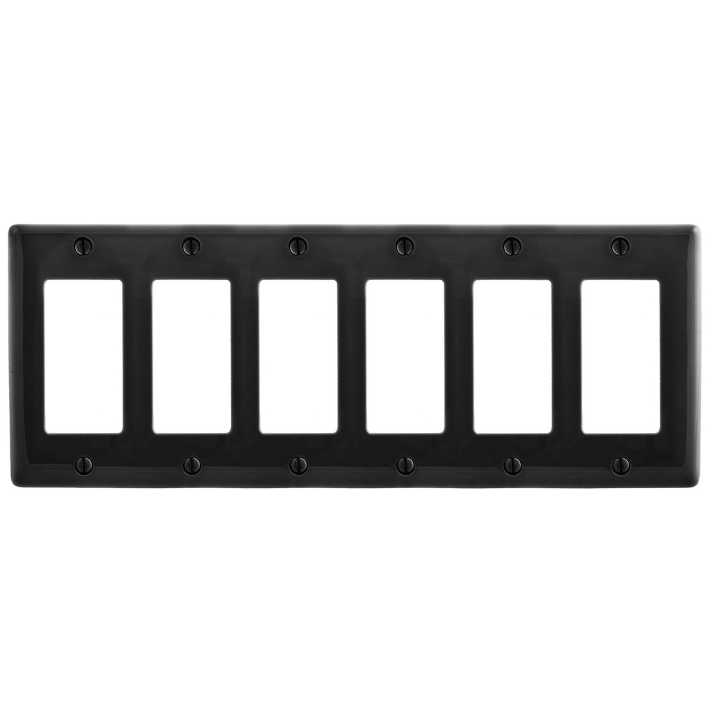 Product image for Hubbell NP266BK WALLPLATE, 6-G, 6) RECT, BK