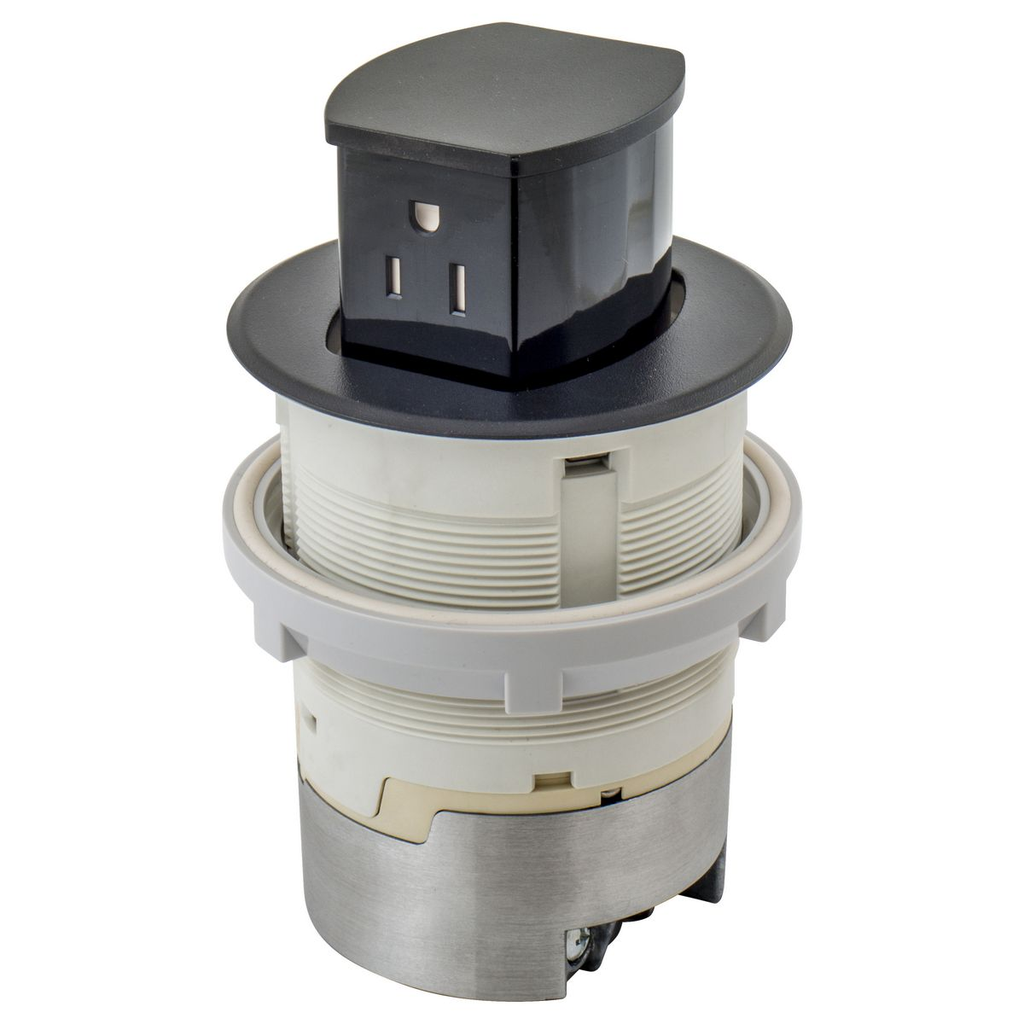 Product image for Hubbell RCT200BK15A KIT KTCN CNTR Receptacle SURF BLACK