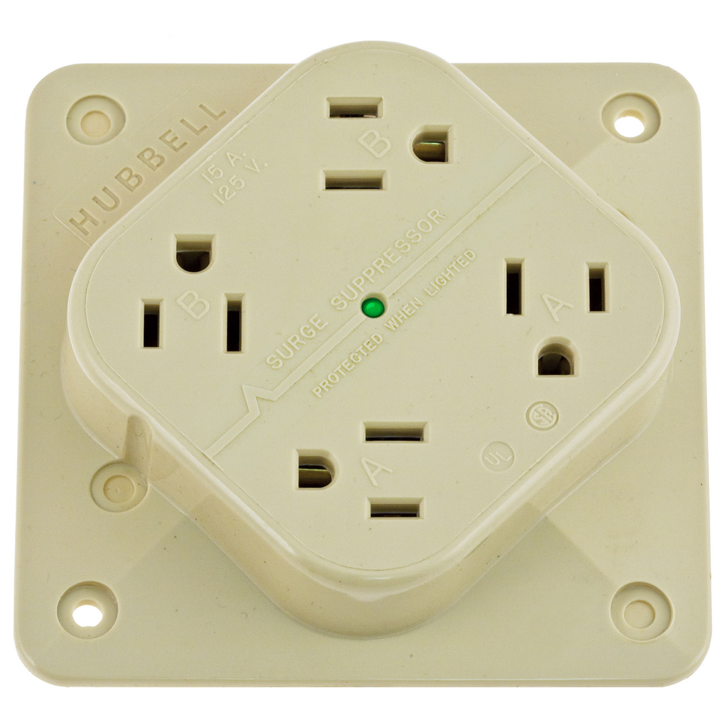 Product image for Hubbell HBL415IS4-PLEX SPD Receptacle, 15A 125V, 5-15R, IV