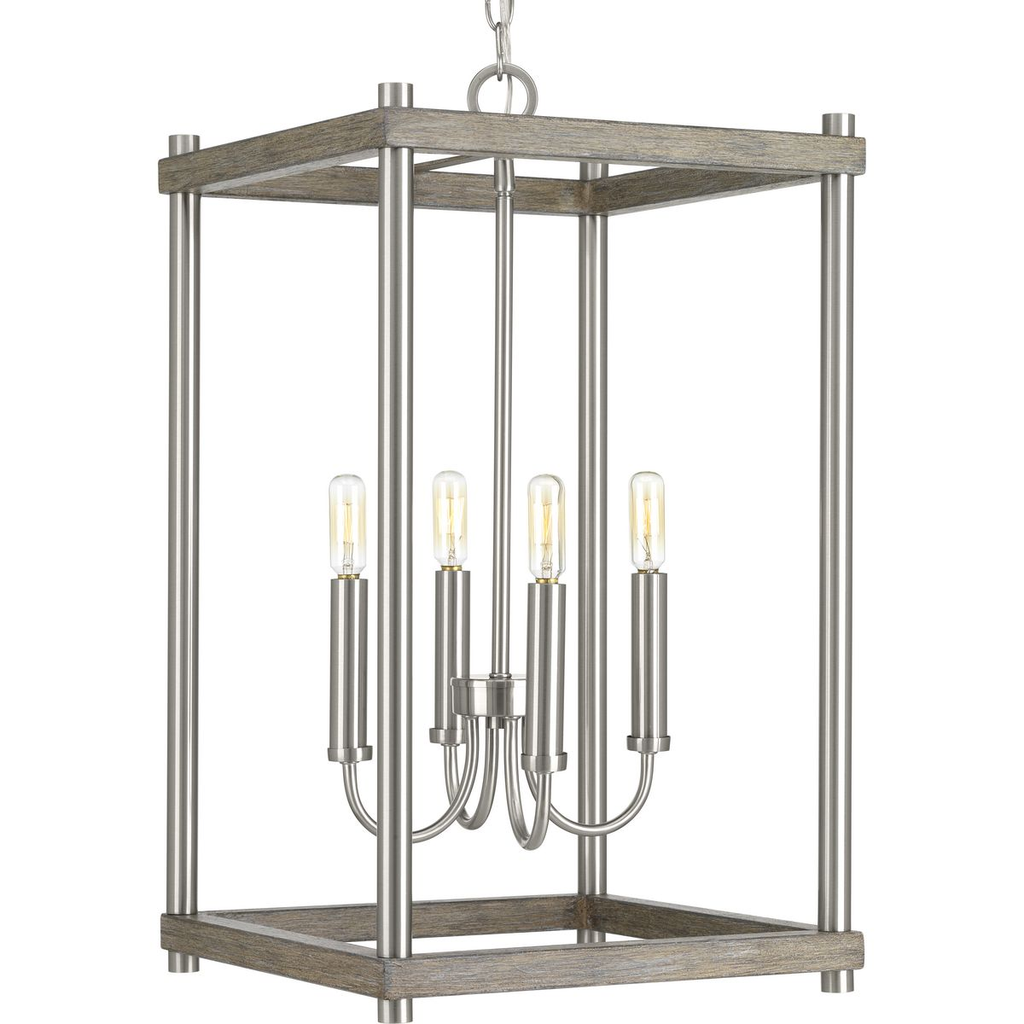 Product image for Progress P500088-009 Fontayne Collection Four-Light Brushed Nickel Farmhouse Pendant Light