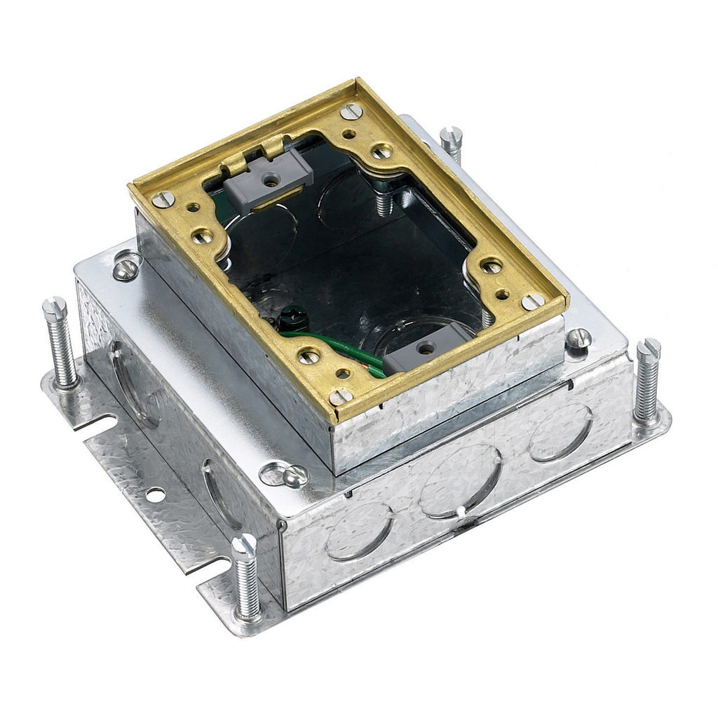 Product image for Hubbell B2421 1-Gang 39.5 In? Brass Stamped Steel Rectangular Floor Box