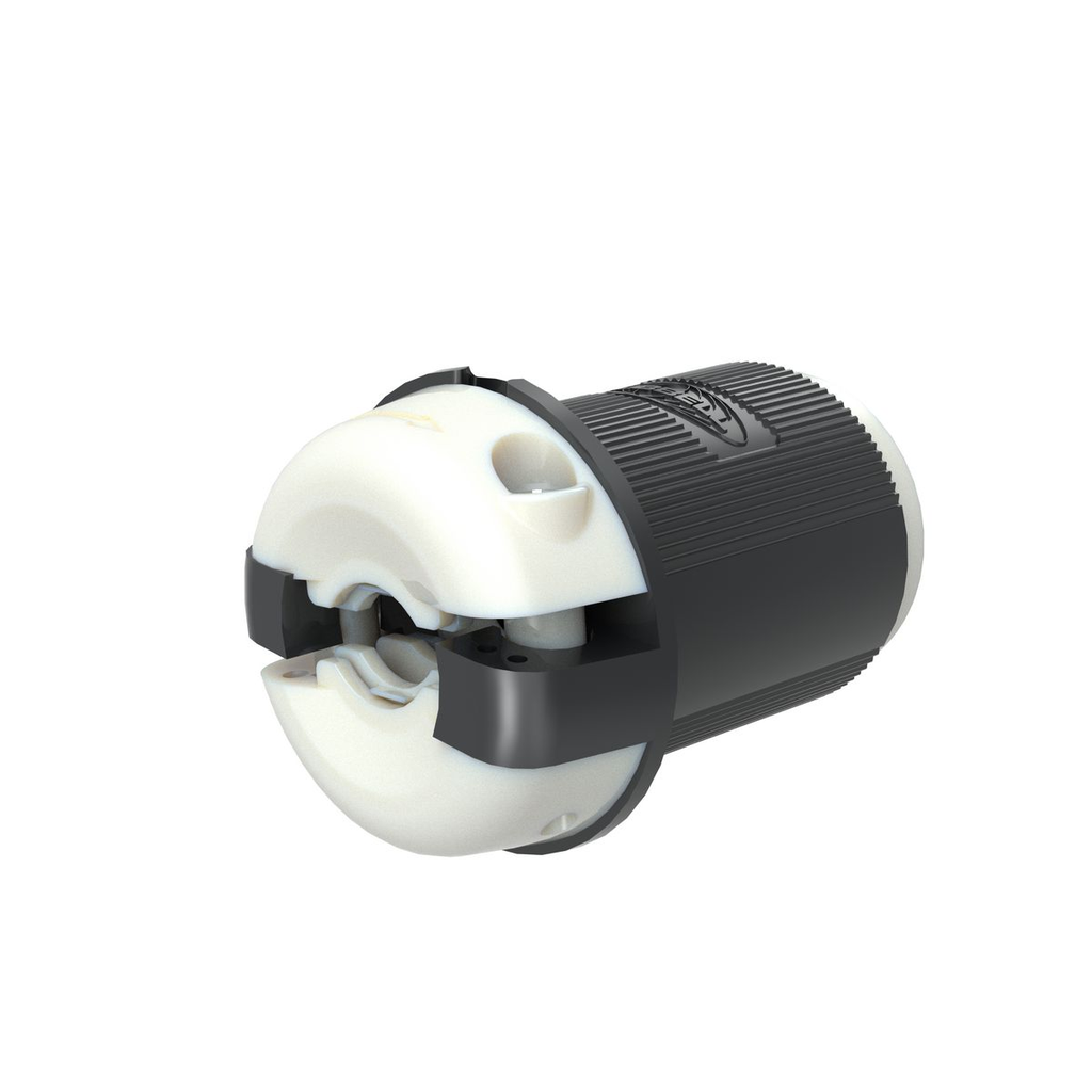 Hubbell HBL2311ST Twist-Lock Edge Plug, 20A 125V, 2-Pole 3-Wire Grounding, L5-20P, Screwless Terminal, Black and White, Product image for Hubbell HBL2311ST Twist-Lock Edge Plug, 20A 125V, 2-Pole 3-Wire Grounding, L5-20P, Screwless Terminal, Black and White,