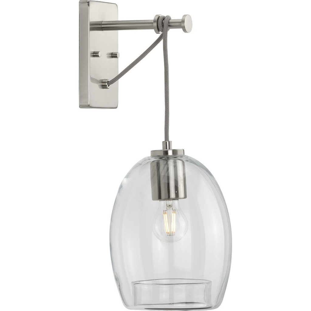 Product image for Progress P300215-009 Caisson Collection Brushed Nickel One-Light Wall Bracket