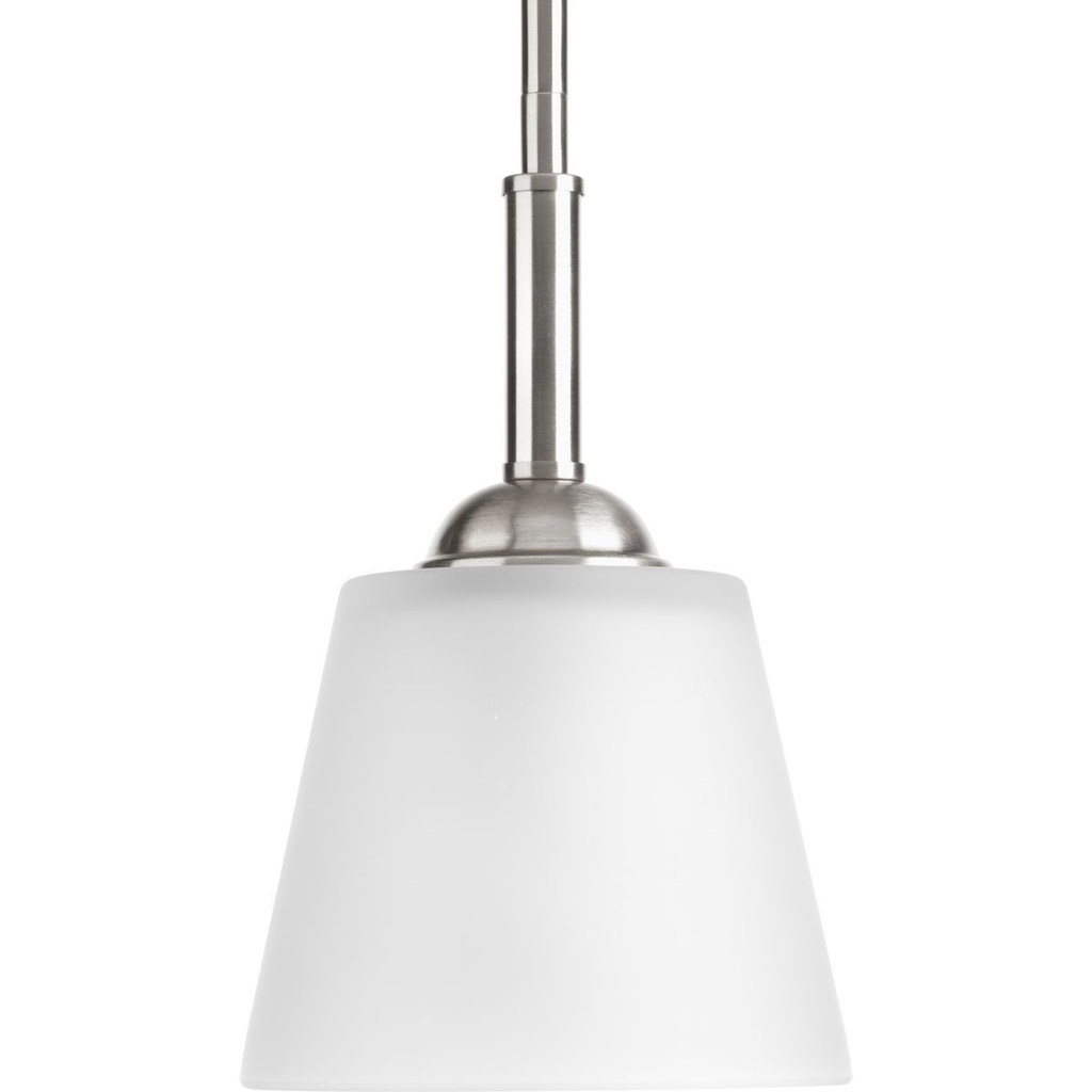 Product image for Progress P5092-09 Arden Collection One-Light Brushed Nickel Etched Glass Farmhouse Mini-Pendant Light