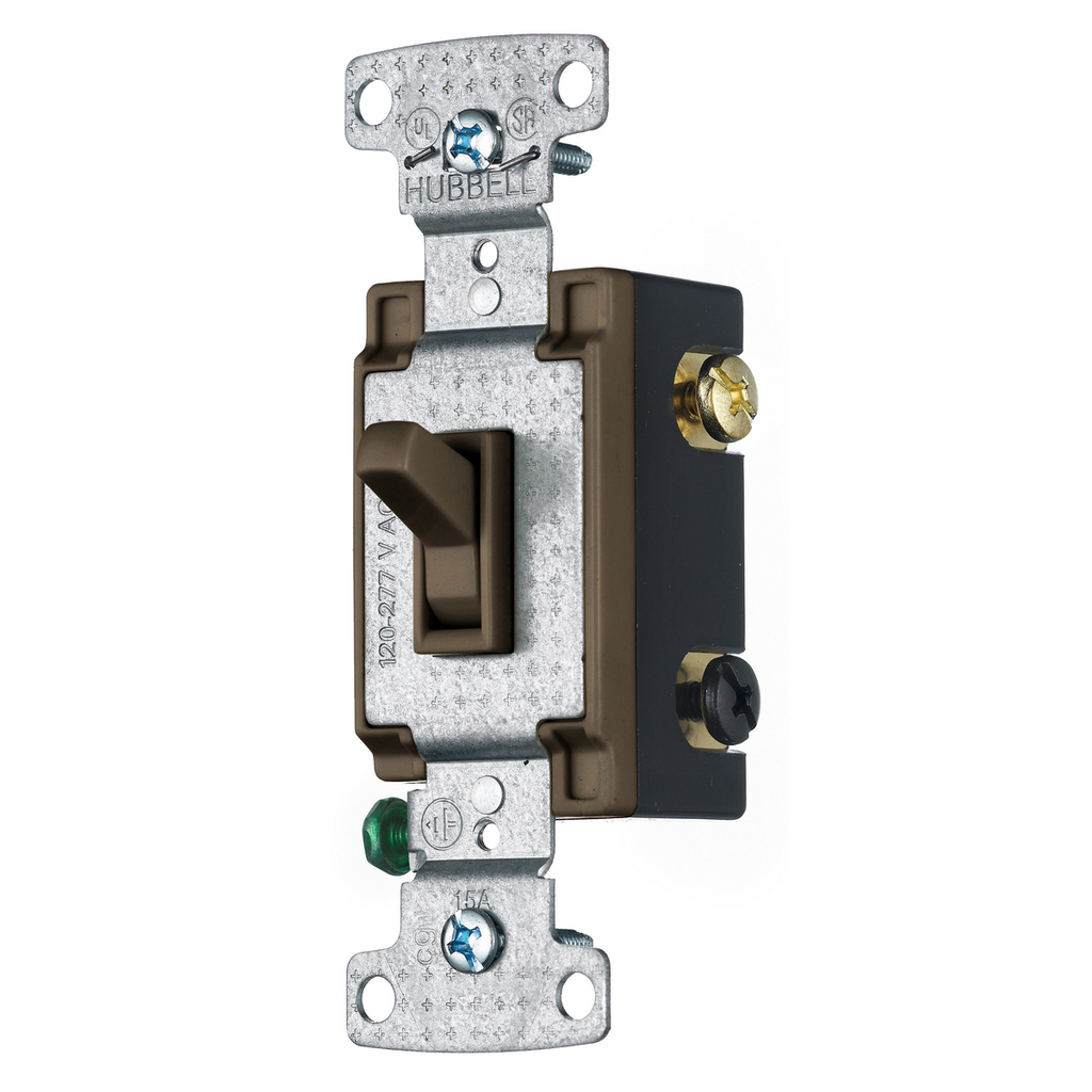 Product image for Hubbell Wiring Devices RS415 15 Amp 120 VAC 4-Way Brown Toggle Switch